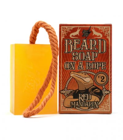 HEY JOE! - Beard Soap on Rope Nº 2 Red Mandarin | Jabon para Barba en Pastilla con Fragancia de Mandarina - Barra de Jabón 150 ml